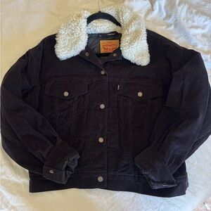 Levi's Black Corduroy Jacket with White Sherpa Lining